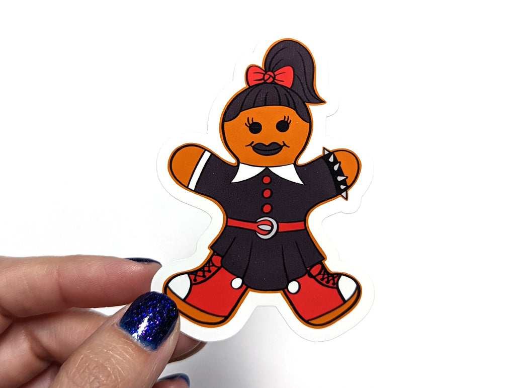 Goth Gingerbread Girl Vinyl Sticker