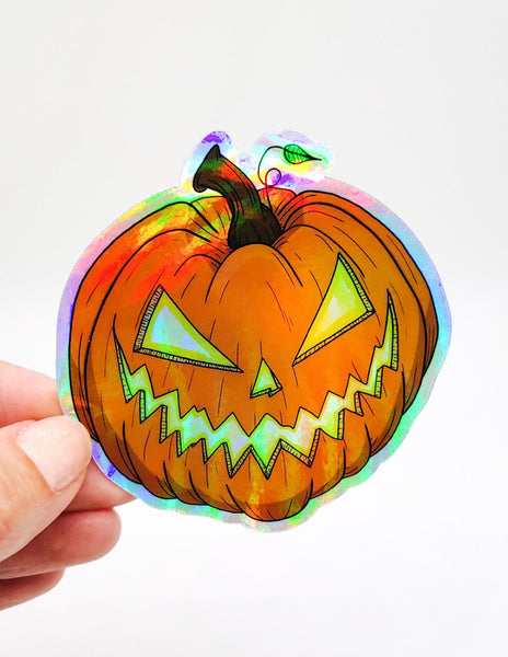 Holographic Jack O'Lantern Pumpkin Vinyl Sticker