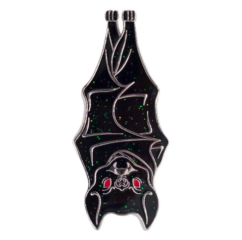 Hanging Bat Glitter Enamel Pin