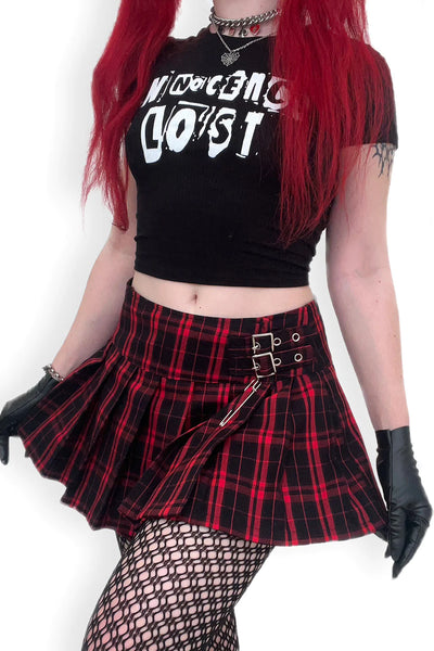 World's End Pleated Mini Skirt in Red & Black Plaid