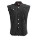 Sleeveless Stone Washed Worker Black