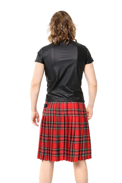 Faux Leather T-Shirt with Mesh Panels