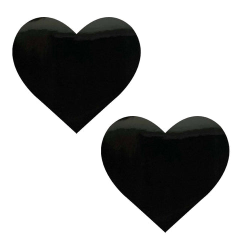 Dom Squad Black Wet Vinyl Heart Nipple Cover Pasties