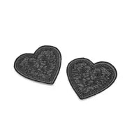Black Lace Heart Embroidered Iron on Patch