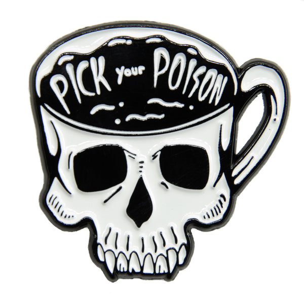 Pick Your Poison Skull Coffee Cup Enamel Pin