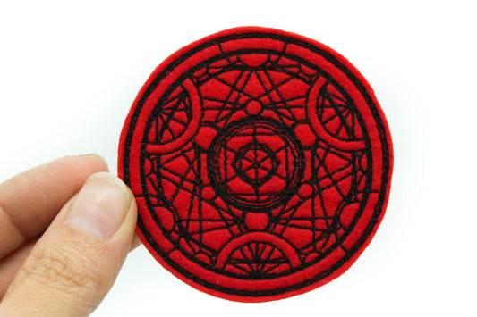 Red Alchemy Medallion Gothic Iron On Embroidered Patch