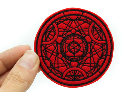 Red Alchemy Medallion Gothic Iron On Embroidered Patch