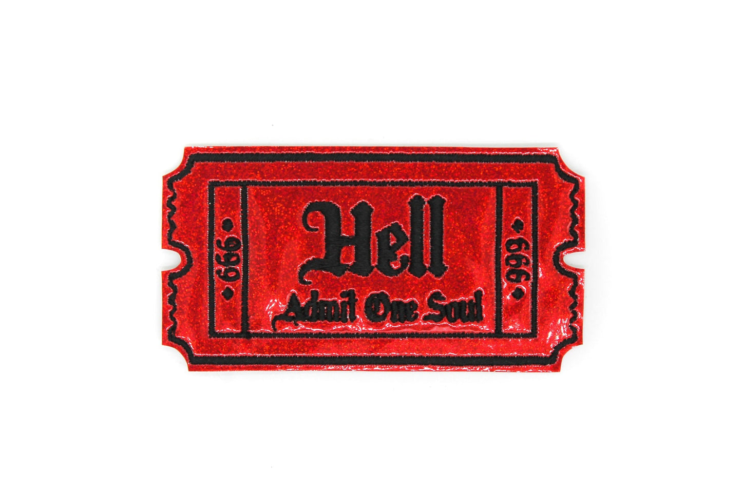 Hell Admit One Soul 666 - Red Glitter Holo Patch