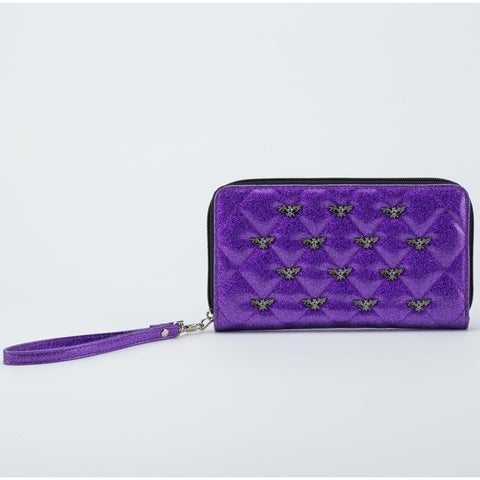 Studded Bats Purple Glitter Wallet