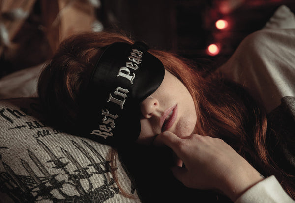 Rest In Peace Silk Sleep Mask - Deathly Tired Black