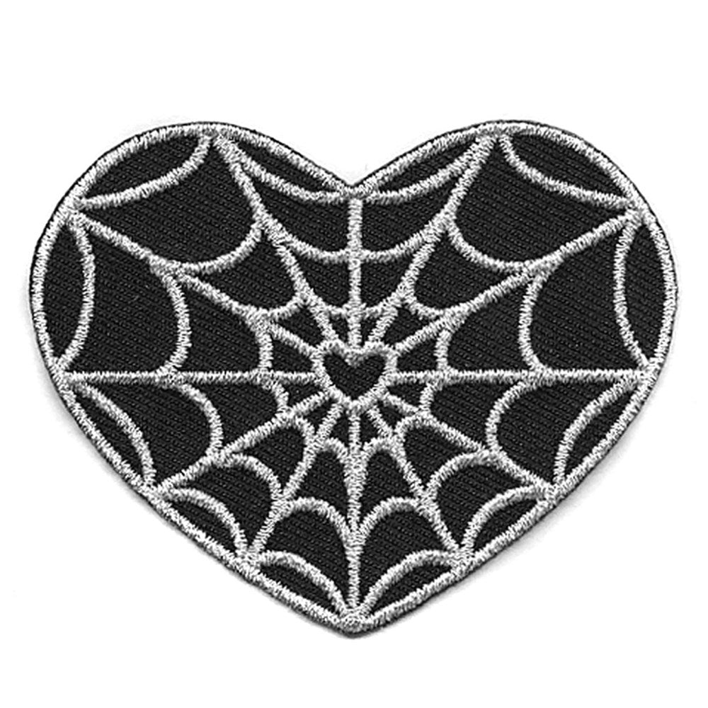 Spiderweb Heart Silver Patch