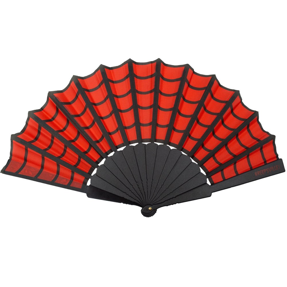 Spiderweb Scallop Hand Fan - Red