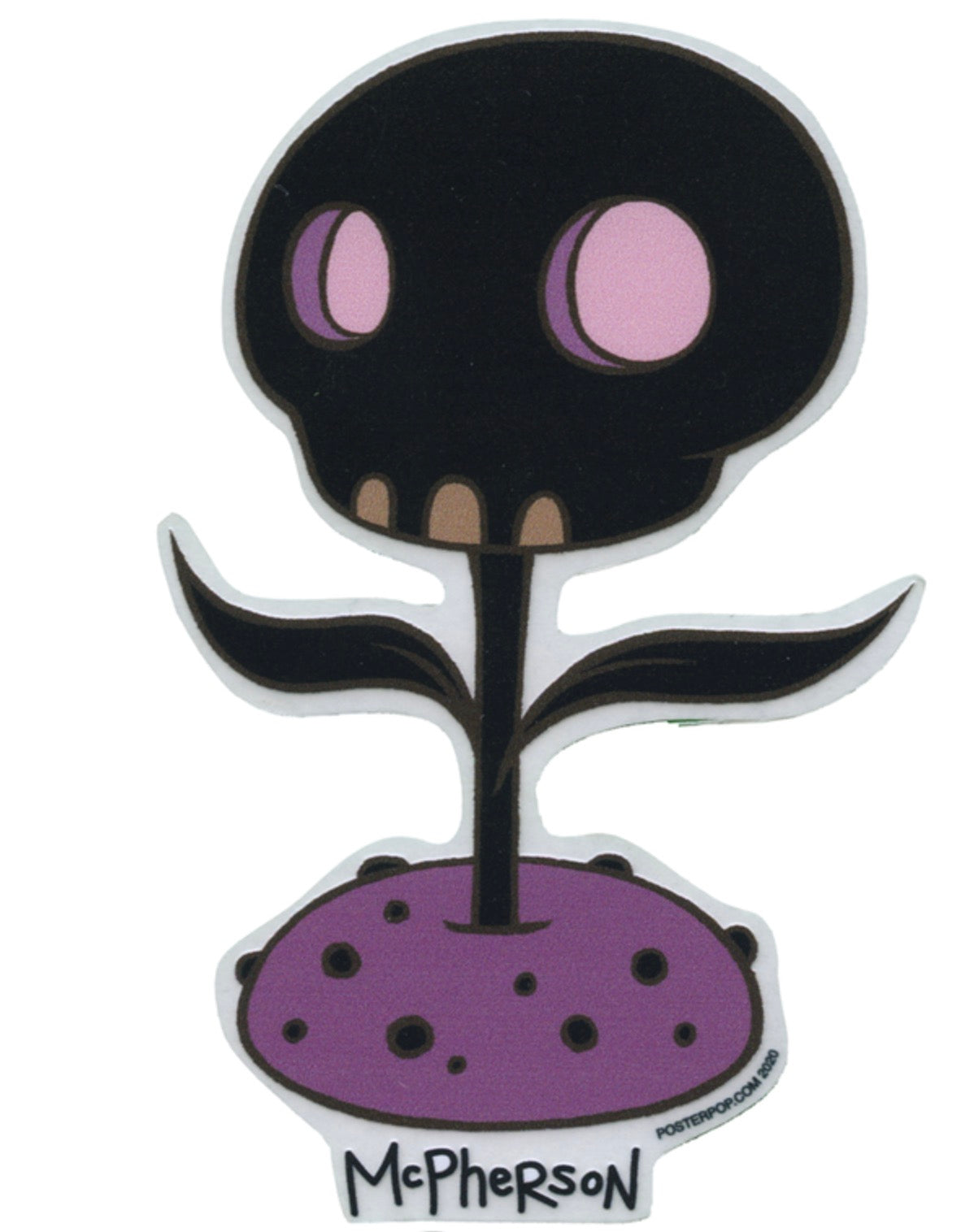 Tara McPherson Black Skull Flower Sticker