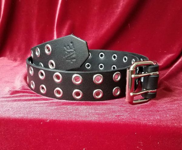 Leather Two Row Eyelet Belt