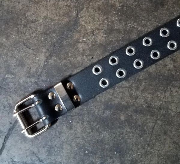 Leather Two Row Eyelet Belt