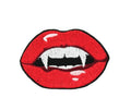 Vampire Kiss Iron On Embroidered Patch - Red and Black