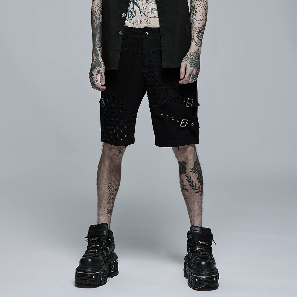 Ripped Buckle Splice Shorts