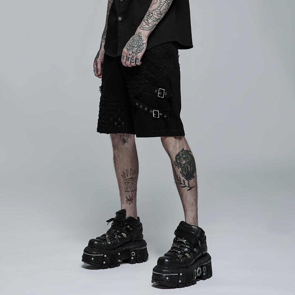 Ripped Buckle Splice Shorts