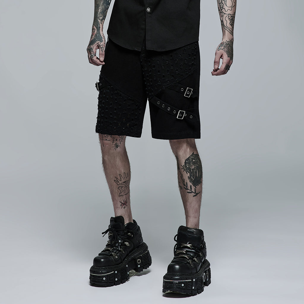 Ripped Buckle Splice Shorts