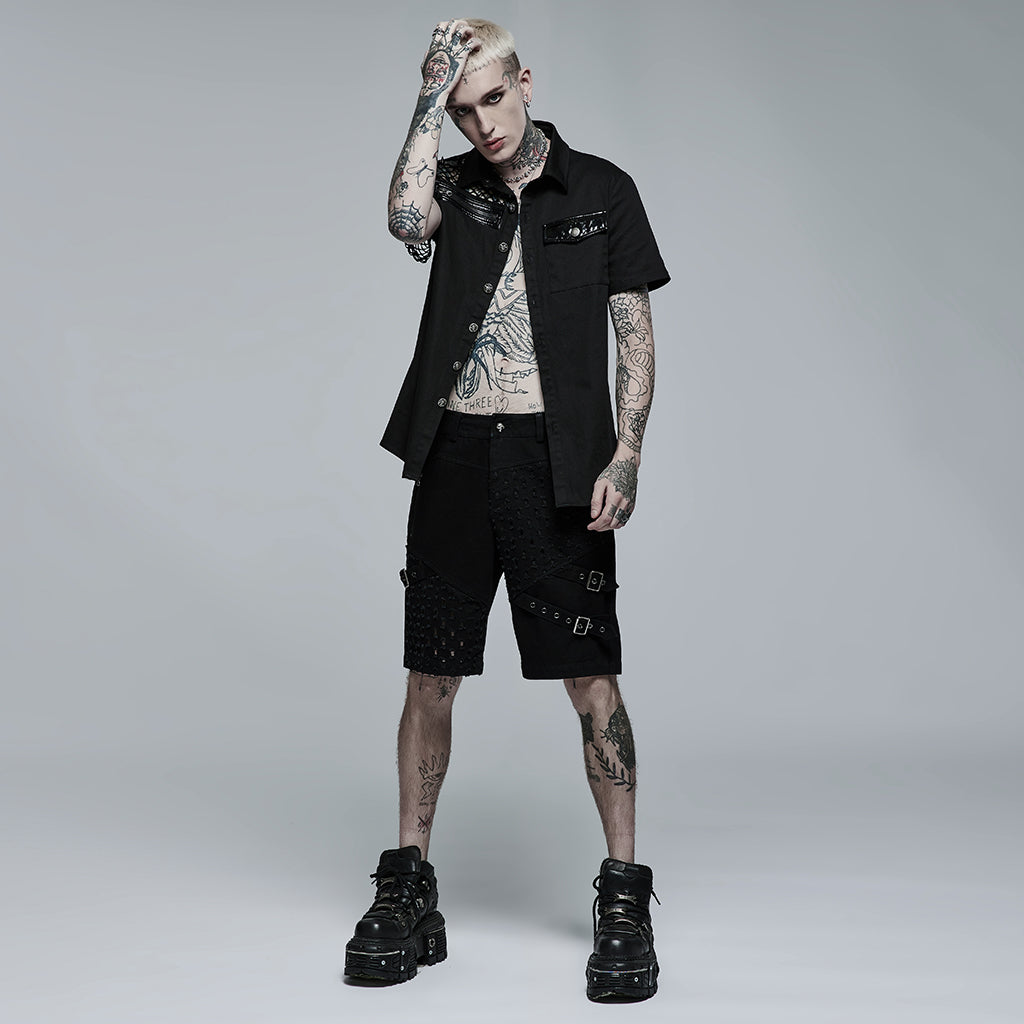 Ripped Buckle Splice Shorts
