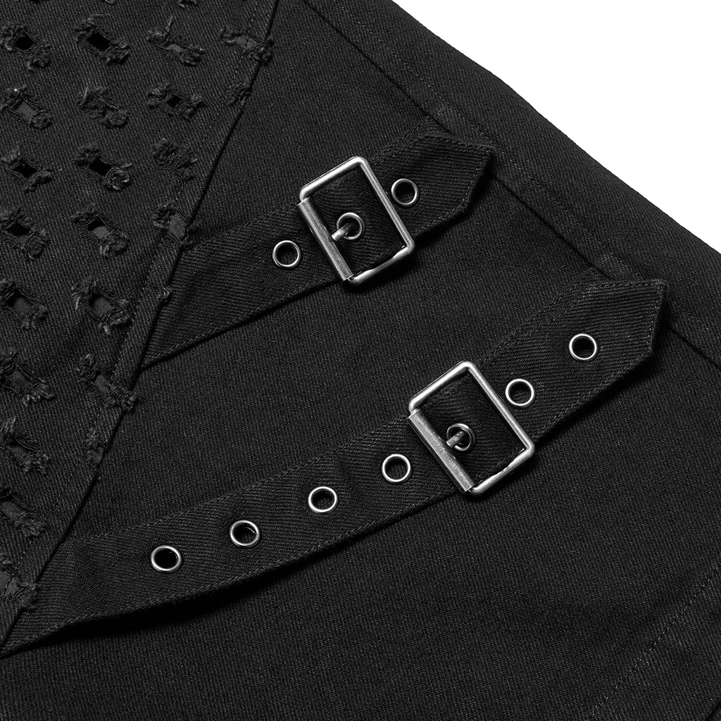 Ripped Buckle Splice Shorts