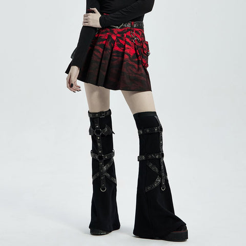 Women's Grunge Dyed Pleated Skirt with Belt