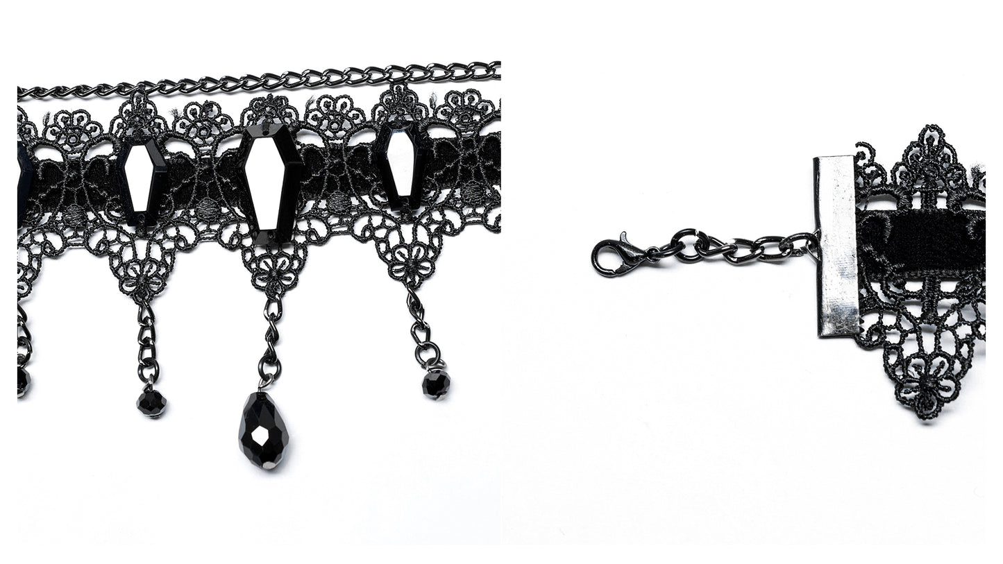 Gothic Lolita Black Lace Coffin Choker