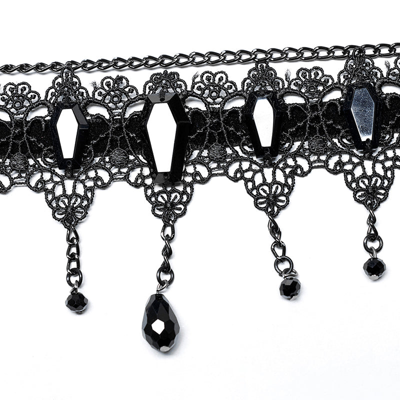 Gothic Lolita Black Lace Coffin Choker