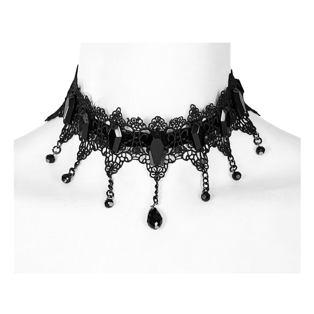 Gothic Lolita Black Lace Coffin Choker