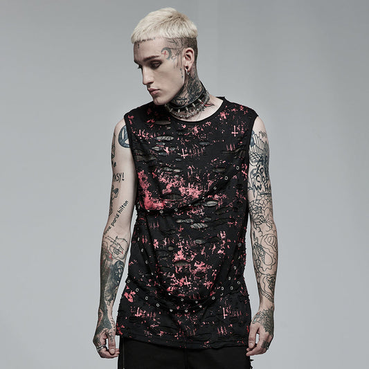 Black and Red "Punk" Sleeveless T-Shirt