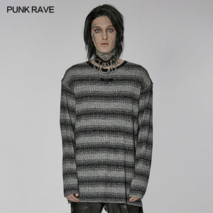 Punk Daily Striped Sweater - Black & Gray