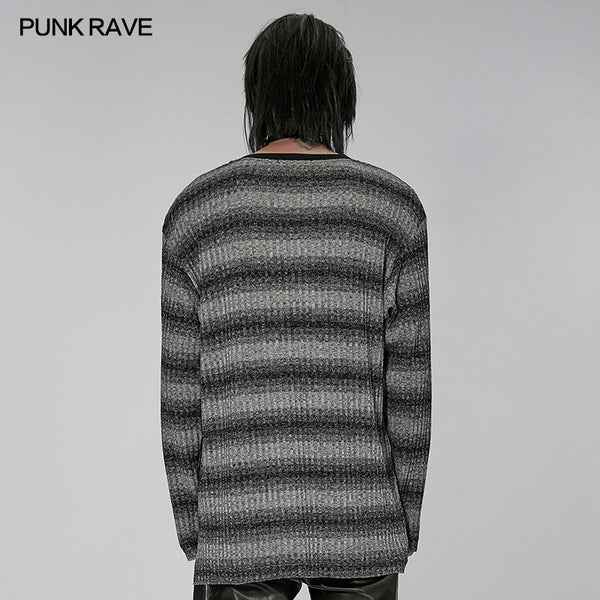 Punk Daily Striped Sweater - Black & Gray
