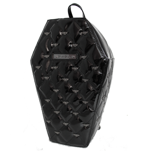 Mina Bat Quilted Coffin Backpack in Black