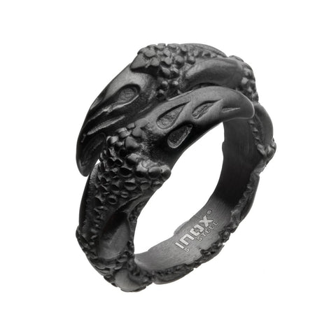 Steel & Black Plated Oxidized Claw Ring