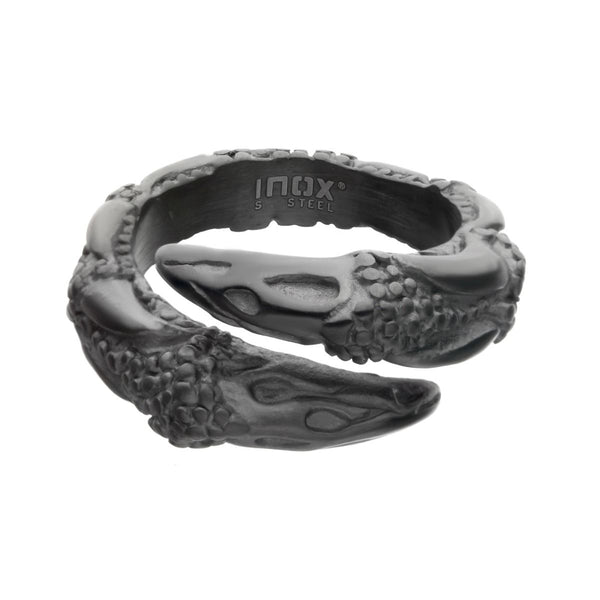 Steel & Black Plated Oxidized Claw Ring
