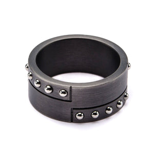 Stainless Steel Gun Metal Finish with Steel Beaded Ring