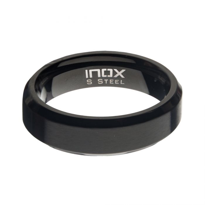 6mm Matte Stainless & Black IP Beveled Ring – Bloody Rose Boutique