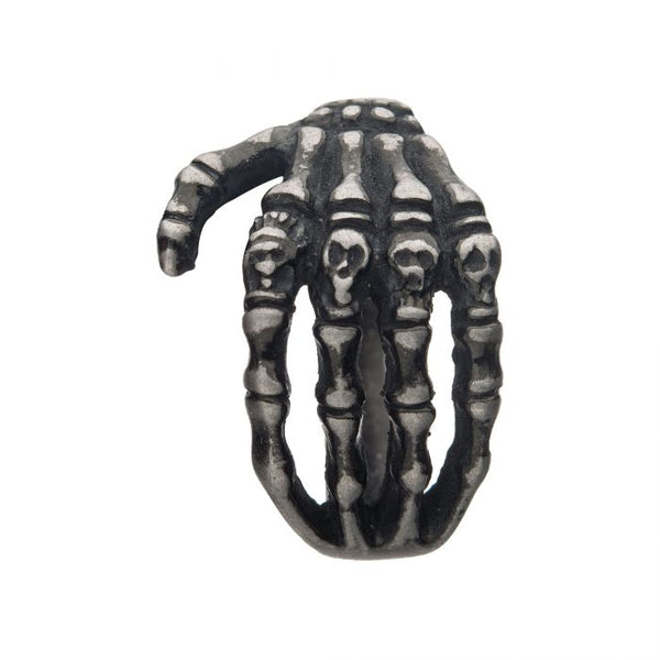 Antiqued Stainless Steel Skeleton Head Ring
