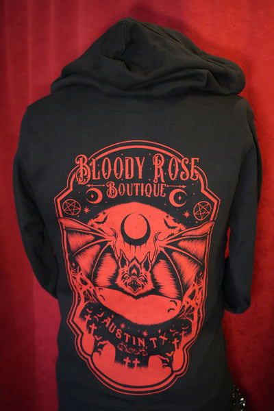Bloody Rose Bat - Unisex Hoodie - Red