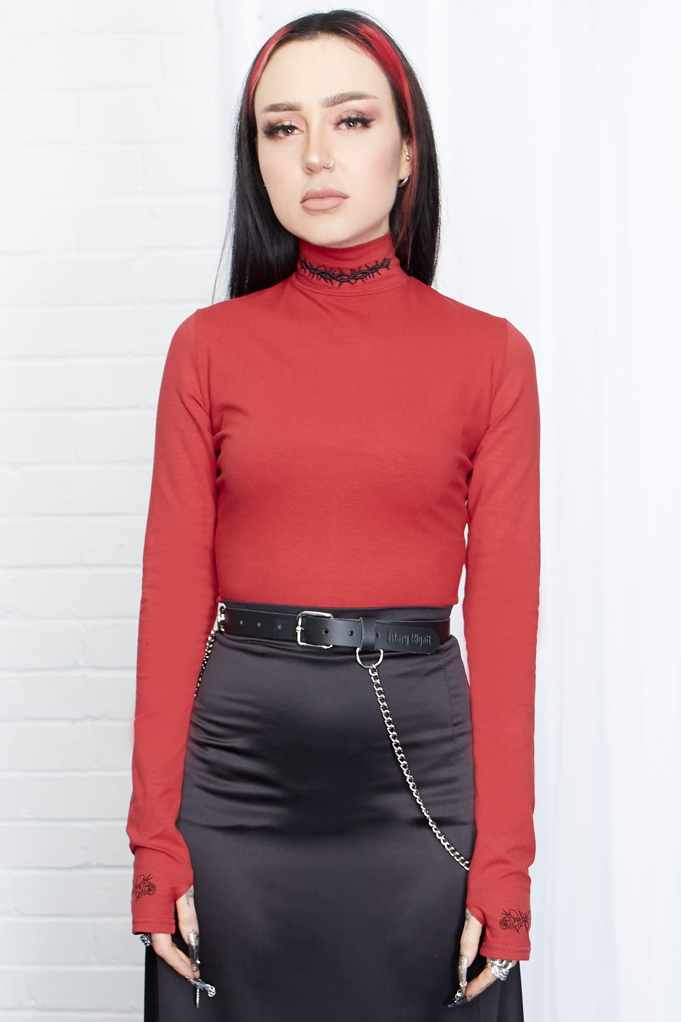 Mallory Mock Neck Top - Red