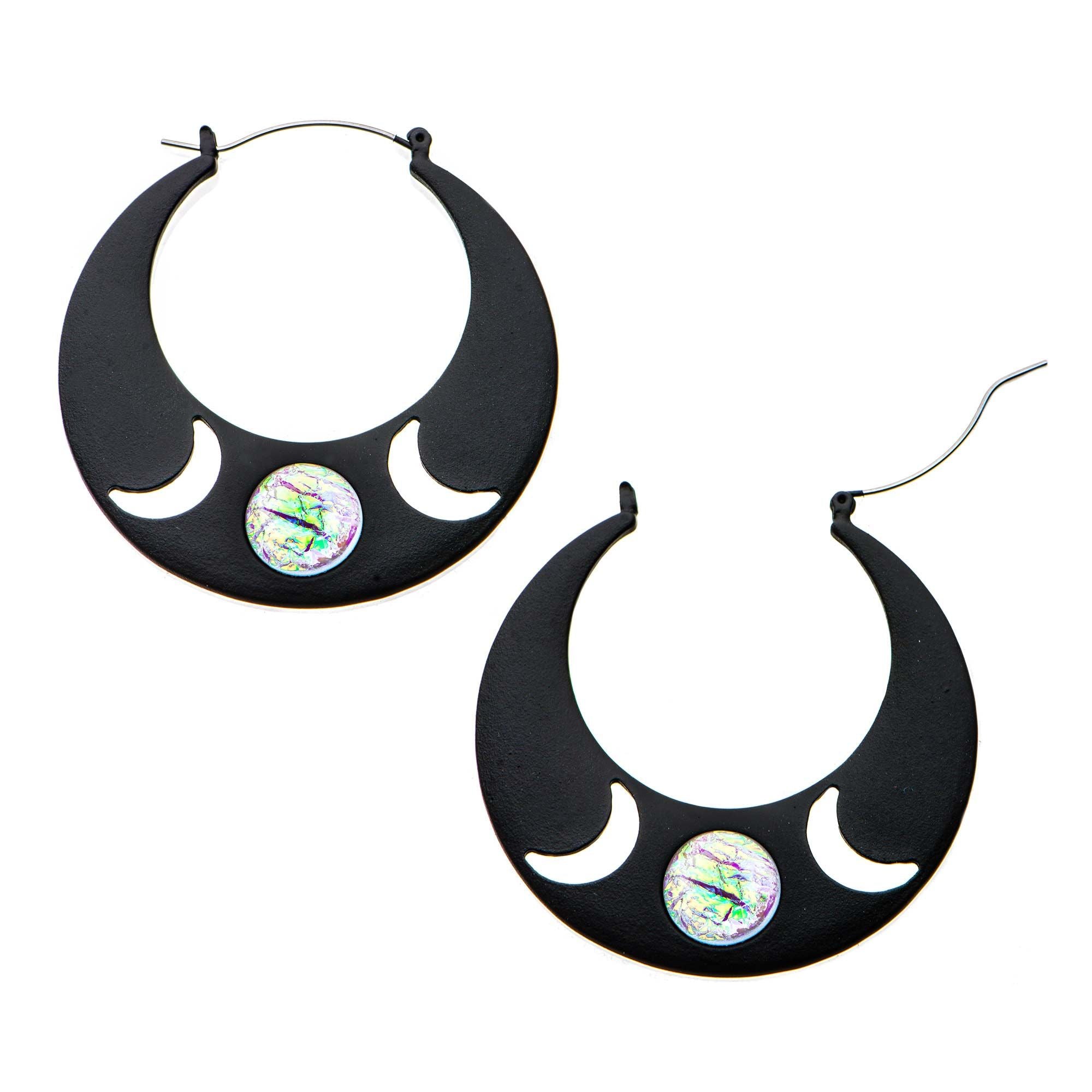Cut-Out Moon Plug Hoops