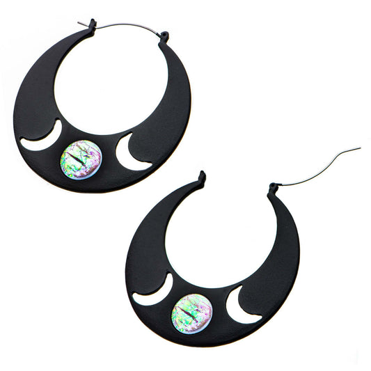 Cut-Out Moon Plug Hoops