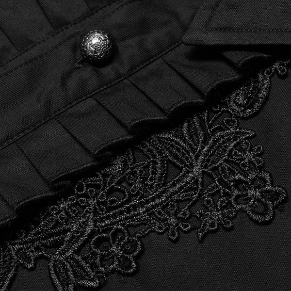 Gothic Floral Embroidered Ruffled Shirt
