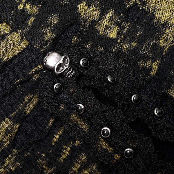 Grunge Double Color Side Slit Slip Dress - Black & Yellow