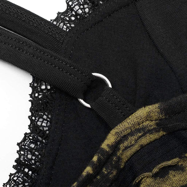 Grunge Double Color Side Slit Slip Dress - Black & Yellow