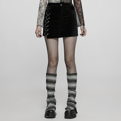 Punk Asymmetric Wrap Short Skirt