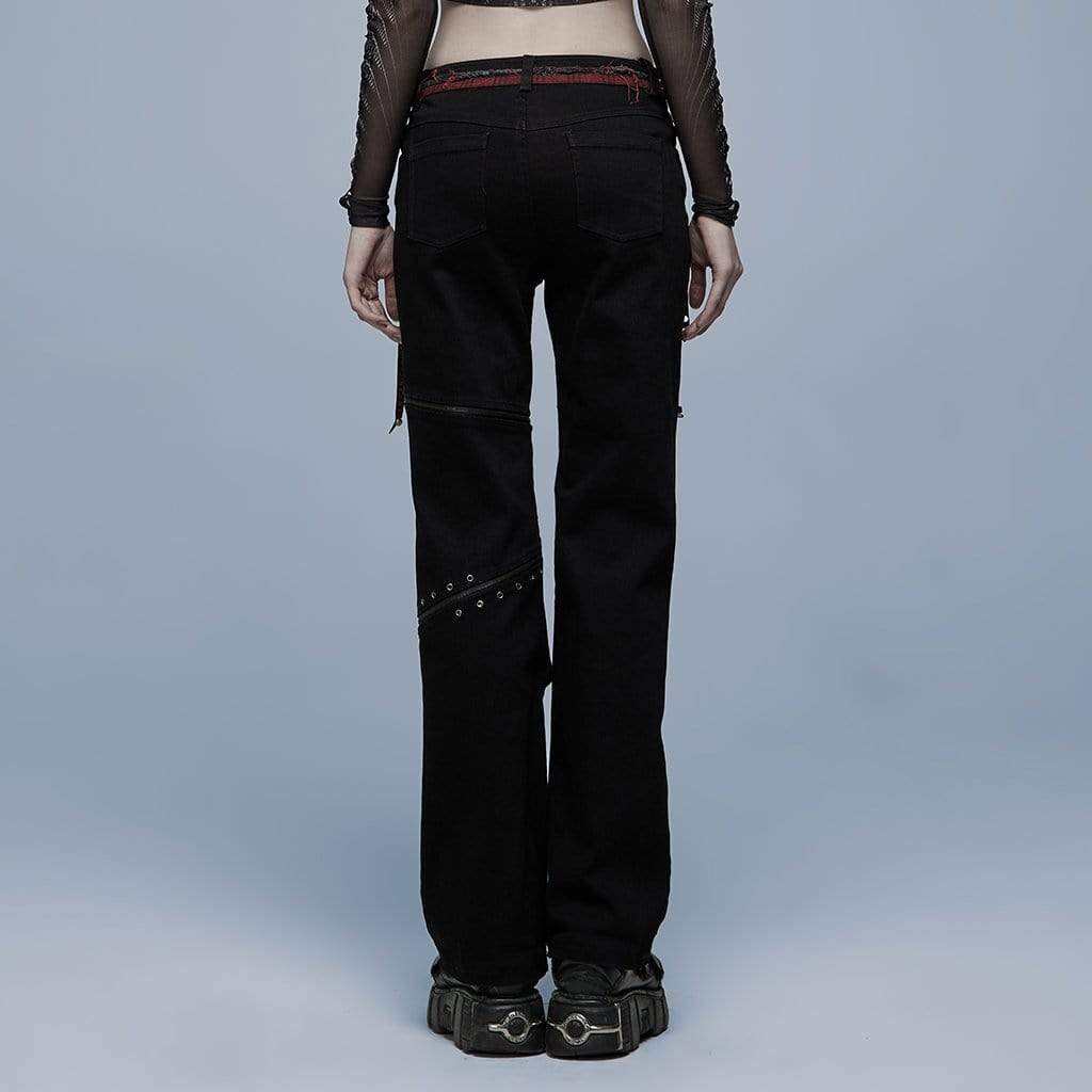 Punk Splice Zipper Straight Pants