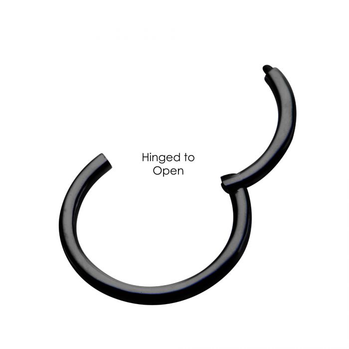 Black Plated Hinged Segment Ring - 20g 3/8"